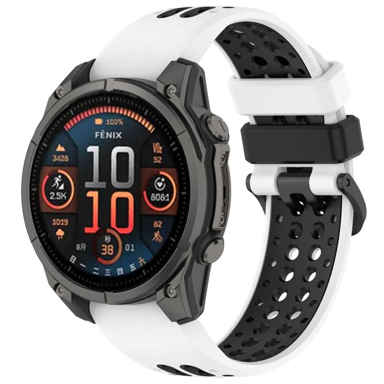 Two Color Dual Pin Buckle Breathable Silicone Watch Band, For Garmin 26mm, For Garmin 22mm