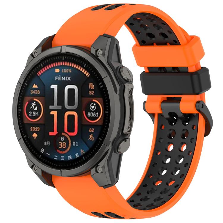 Two Color Dual Pin Buckle Breathable Silicone Watch Band, For Garmin 26mm, For Garmin 22mm
