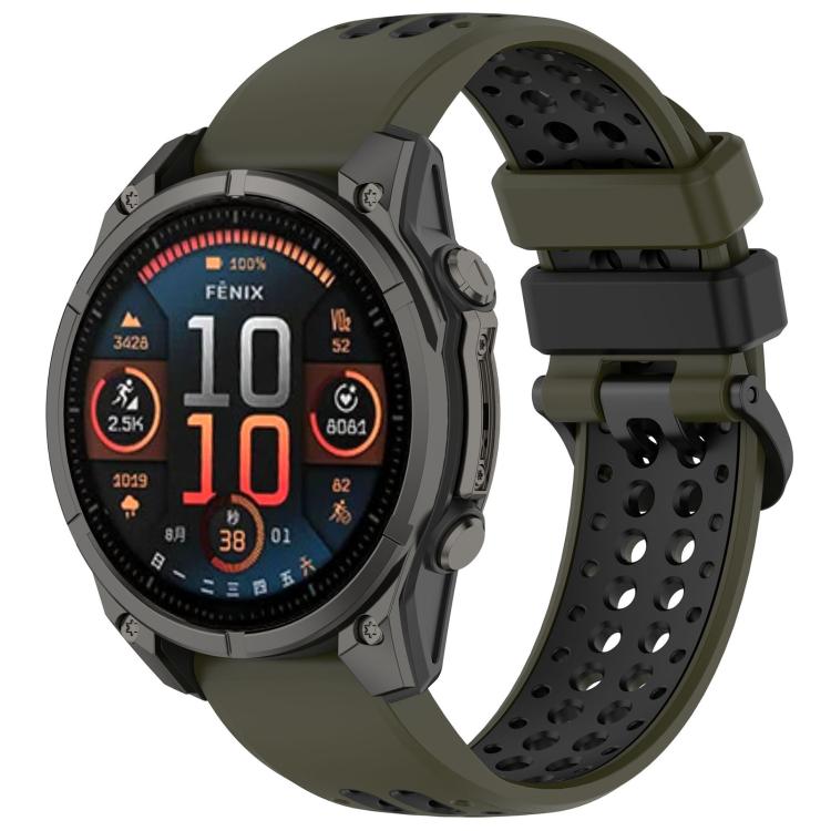 Two Color Dual Pin Buckle Breathable Silicone Watch Band, For Garmin 26mm, For Garmin 22mm