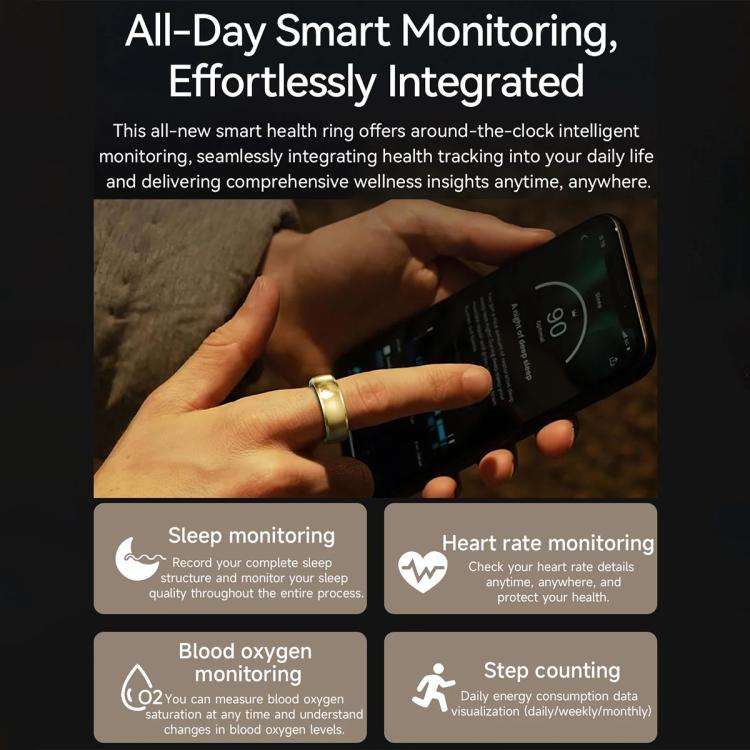 SY15 SIZE 9 Smart Ring, Supports Health Monitoring / Gesture Control