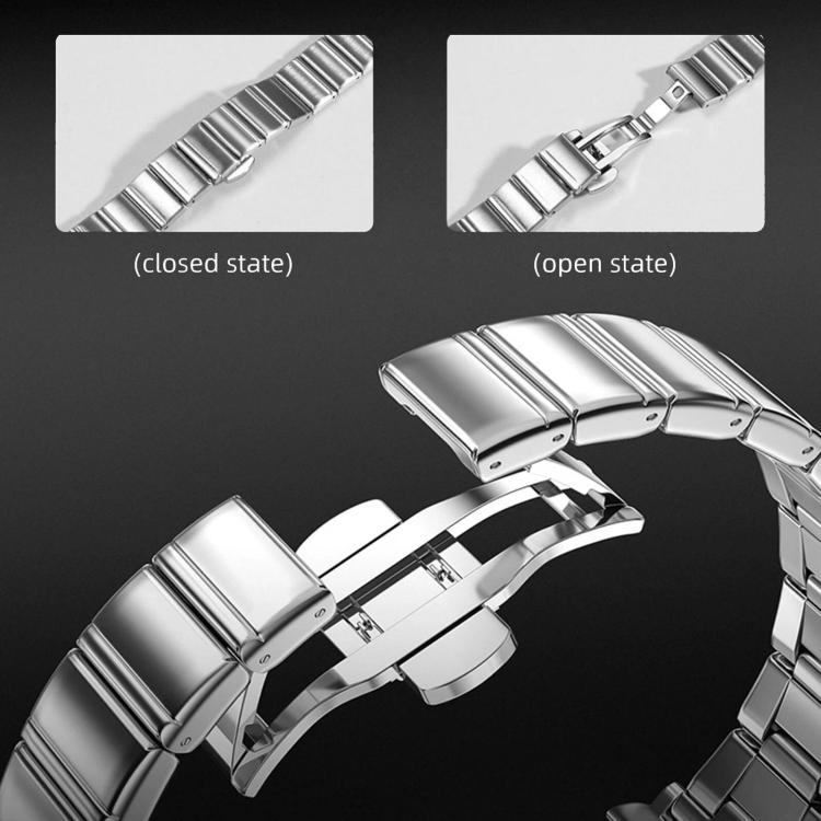 Eggplant Bamboo Slim Butterfly Folding Buckle Stainless Steel Watch Band, For OPPO Watch X3 Mini