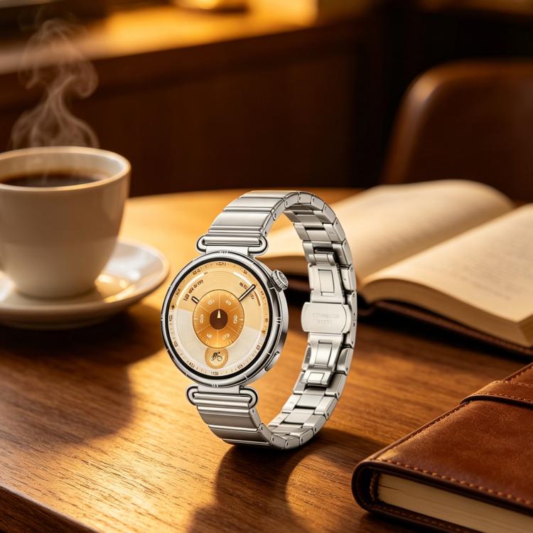 Eggplant Bamboo Slim Butterfly Folding Buckle Stainless Steel Watch Band, For OPPO Watch X3 Mini