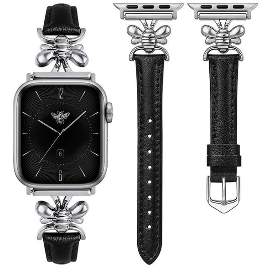 Metal Little Bee Vegan Leather Watch Band, For Apple Watch 46mm / 49mm / 45mm / 44mm, For Apple Watch 42mm / 41mm / 40mm / 38mm