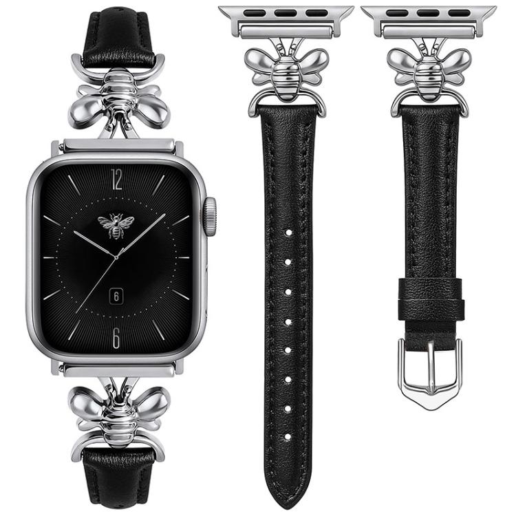 Metal Little Bee Vegan Leather Watch Band, For Apple Watch 46mm / 49mm / 45mm / 44mm, For Apple Watch 42mm / 41mm / 40mm / 38mm