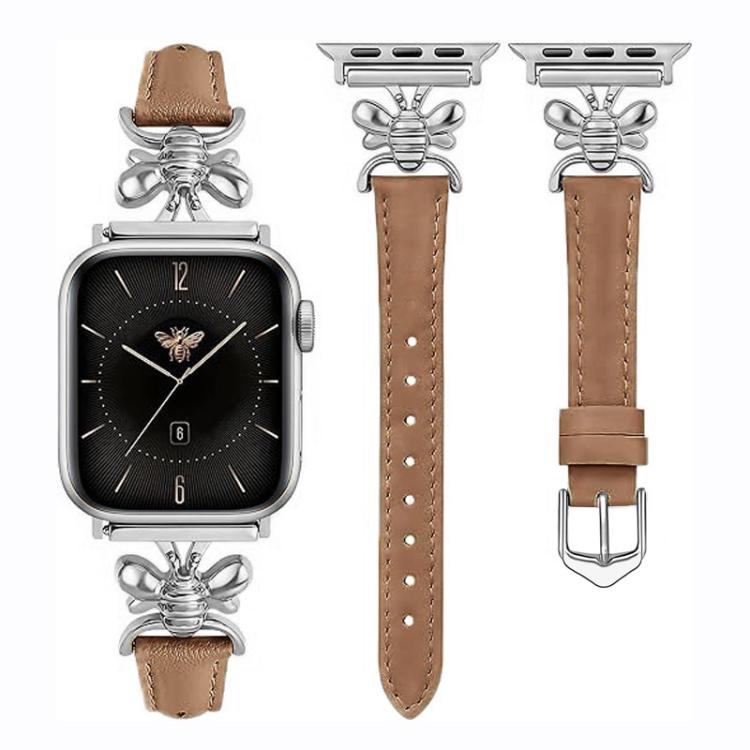 Metal Little Bee Vegan Leather Watch Band, For Apple Watch 46mm / 49mm / 45mm / 44mm, For Apple Watch 42mm / 41mm / 40mm / 38mm