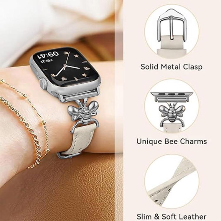 Metal Little Bee Vegan Leather Watch Band, For Apple Watch 46mm / 49mm / 45mm / 44mm, For Apple Watch 42mm / 41mm / 40mm / 38mm
