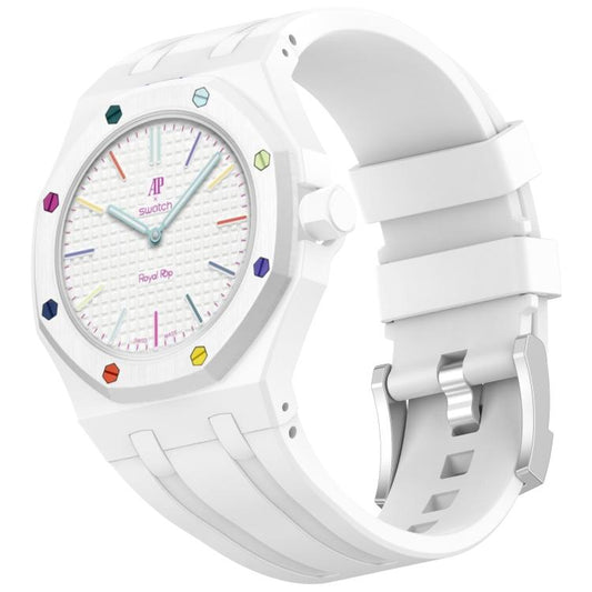 Integrated Stainless Steel Pin Buckle Silicone Watch Band, For Swatch Royal Pop / Audemars Piguet