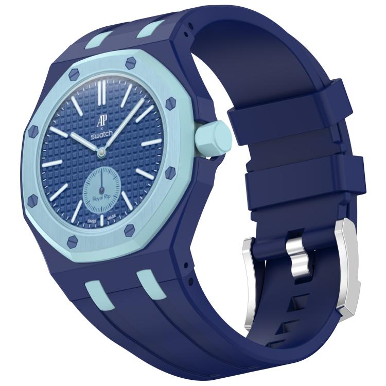 Integrated Stainless Steel Pin Buckle Silicone Watch Band, For Swatch Royal Pop / Audemars Piguet