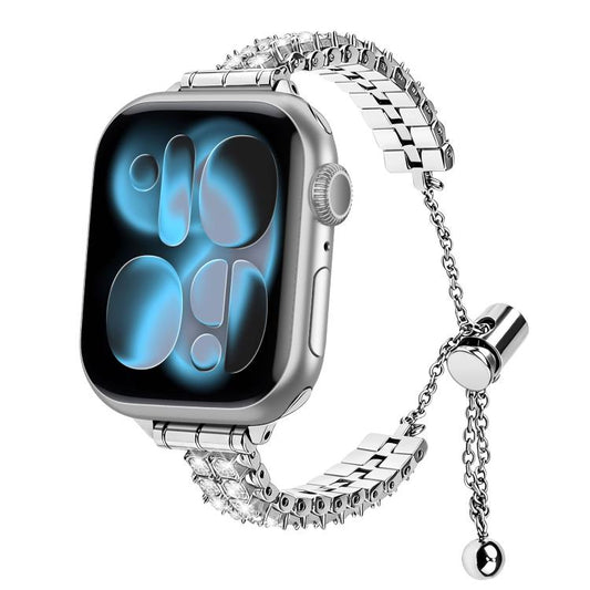 Adjustable Dual Row Diamond Bracelet Metal Watch Band, For Apple Watch 46mm / 49mm / 45mm / 44mm, For Apple Watch 42mm / 41mm / 40mm / 38mm