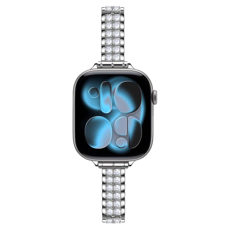 Adjustable Dual Row Diamond Bracelet Metal Watch Band, For Apple Watch 46mm / 49mm / 45mm / 44mm, For Apple Watch 42mm / 41mm / 40mm / 38mm