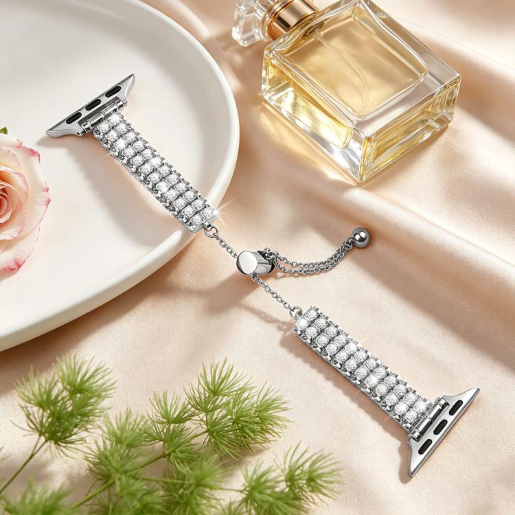 Adjustable Dual Row Diamond Bracelet Metal Watch Band, For Apple Watch 46mm / 49mm / 45mm / 44mm, For Apple Watch 42mm / 41mm / 40mm / 38mm