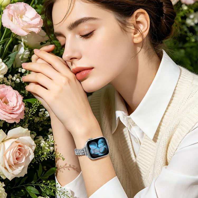 Adjustable Dual Row Diamond Bracelet Metal Watch Band, For Apple Watch 46mm / 49mm / 45mm / 44mm, For Apple Watch 42mm / 41mm / 40mm / 38mm
