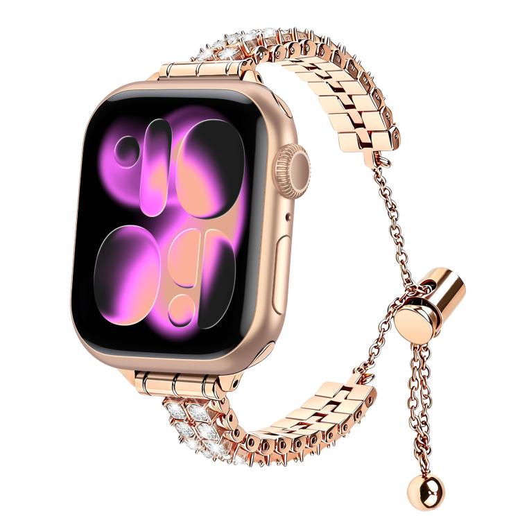 Adjustable Dual Row Diamond Bracelet Metal Watch Band, For Apple Watch 46mm / 49mm / 45mm / 44mm, For Apple Watch 42mm / 41mm / 40mm / 38mm