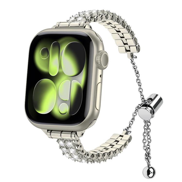 Adjustable Dual Row Diamond Bracelet Metal Watch Band, For Apple Watch 46mm / 49mm / 45mm / 44mm, For Apple Watch 42mm / 41mm / 40mm / 38mm