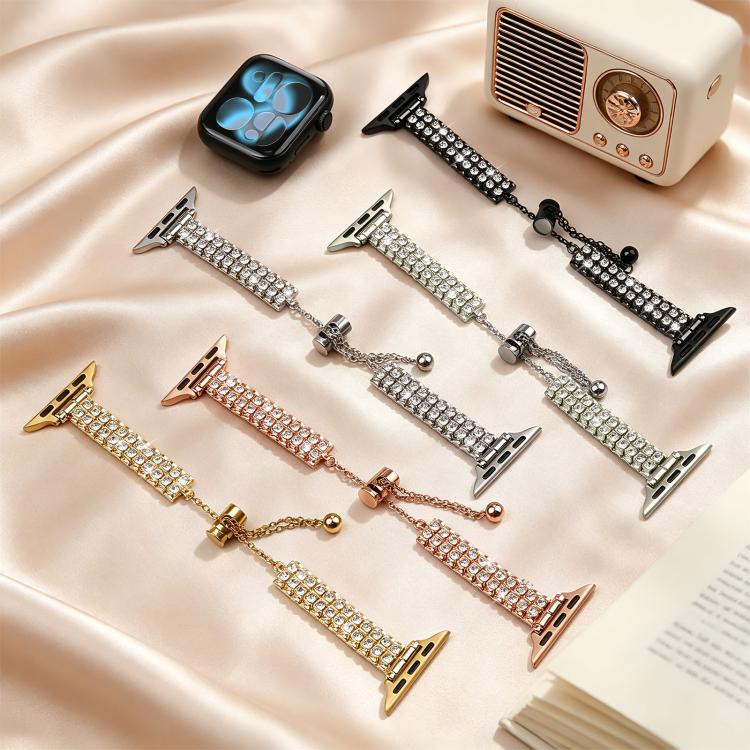 Adjustable Dual Row Diamond Bracelet Metal Watch Band, For Apple Watch 46mm / 49mm / 45mm / 44mm, For Apple Watch 42mm / 41mm / 40mm / 38mm