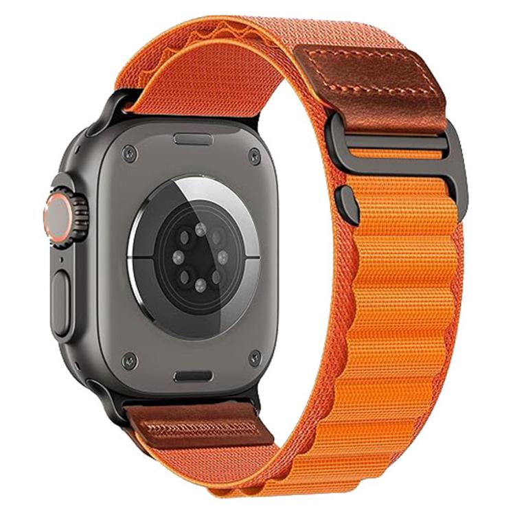 Retro Vegan Leather Label Alpine Nylon Loop Watch Band, For Apple Watch 46mm / 49mm / 45mm / 44mm, For Apple Watch 42mm / 41mm / 40mm / 38mm