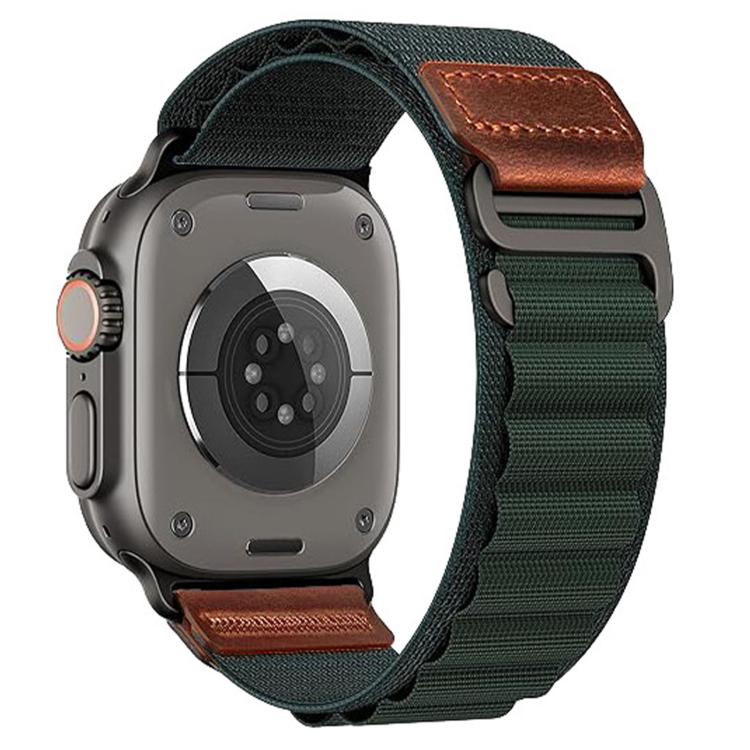 Retro Vegan Leather Label Alpine Nylon Loop Watch Band, For Apple Watch 46mm / 49mm / 45mm / 44mm, For Apple Watch 42mm / 41mm / 40mm / 38mm