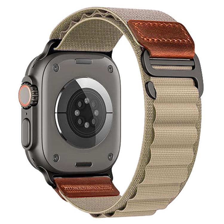 Retro Vegan Leather Label Alpine Nylon Loop Watch Band, For Apple Watch 46mm / 49mm / 45mm / 44mm, For Apple Watch 42mm / 41mm / 40mm / 38mm