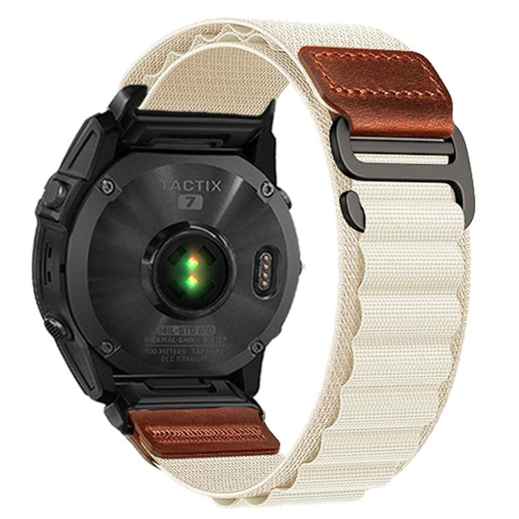 Retro Vegan Leather Label Alpine Nylon Loop Watch Band, For Gamin 26mm, For Gamin 22mm, For Gamin 20mm