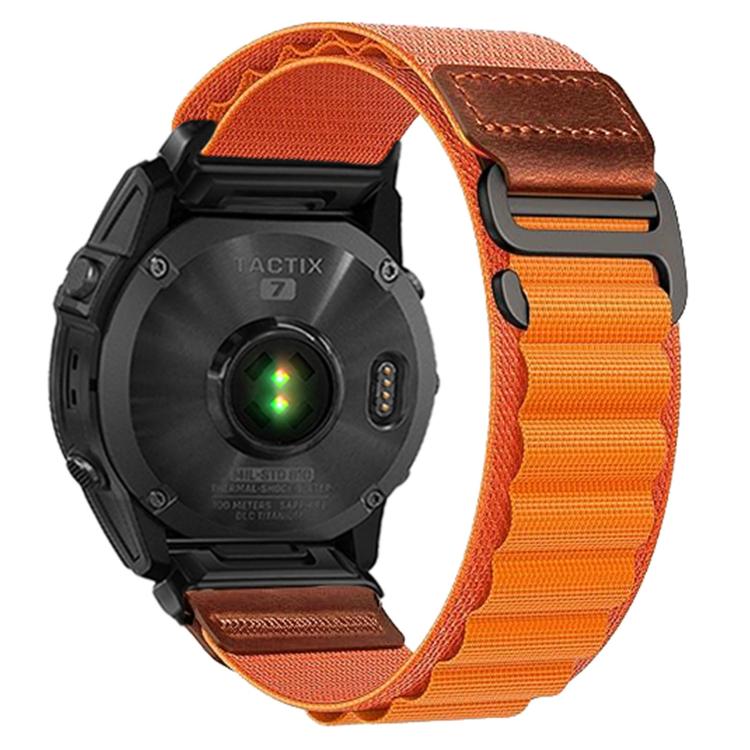 Retro Vegan Leather Label Alpine Nylon Loop Watch Band, For Gamin 26mm, For Gamin 22mm, For Gamin 20mm