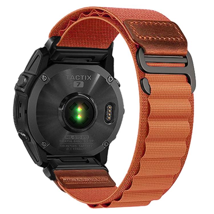 Retro Vegan Leather Label Alpine Nylon Loop Watch Band, For Gamin 26mm, For Gamin 22mm, For Gamin 20mm