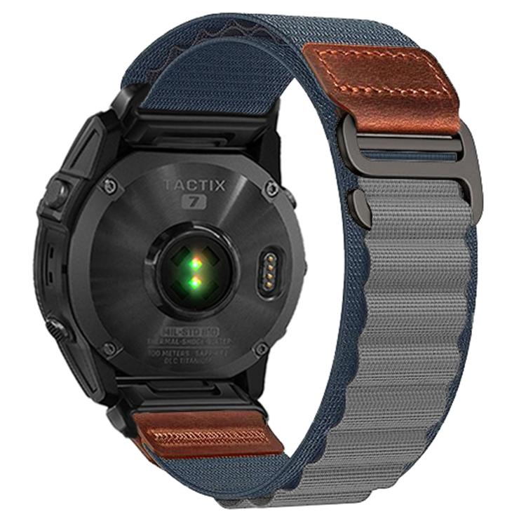 Retro Vegan Leather Label Alpine Nylon Loop Watch Band, For Gamin 26mm, For Gamin 22mm, For Gamin 20mm