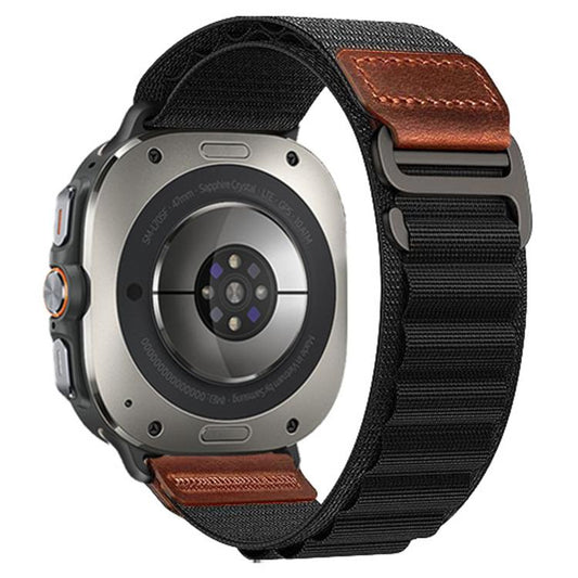 Retro Vegan Leather Label Alpine Nylon Loop Watch Band, For Galaxy Watch Ultra2 2026 / 2025 / 1 2024