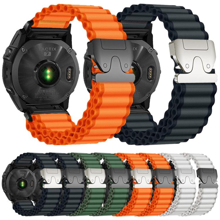 Parachute Buckle Off Road Wide Ribbed Nylon Watch Band, For Gamin 26mm, For Gamin 22mm, For Gamin 20mm
