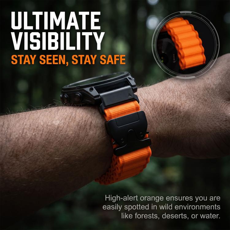Parachute Buckle Off Road Wide Ribbed Nylon Watch Band, For Gamin 26mm, For Gamin 22mm, For Gamin 20mm