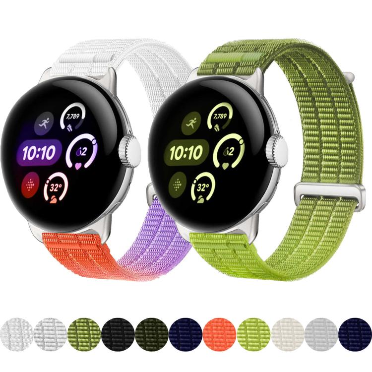 Double-Link Cloud-Feel Breathable Nylon Loop Metal Head Watch Band, For Google Pixel Watch 4 / 3 45mm, For Google Pixel Watch 4 / 3 / 2 / 1 41mm