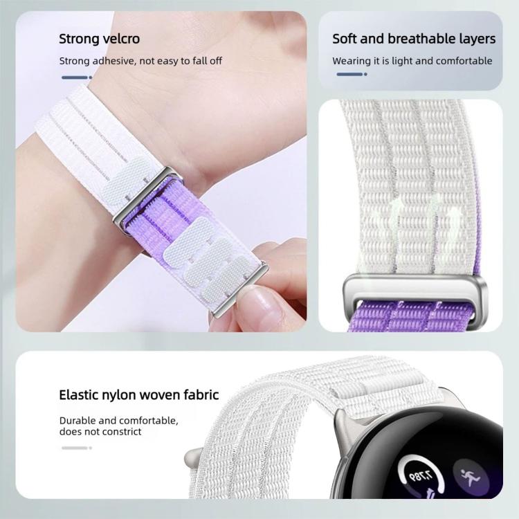 Double-Link Cloud-Feel Breathable Nylon Loop Metal Head Watch Band, For Google Pixel Watch 4 / 3 45mm, For Google Pixel Watch 4 / 3 / 2 / 1 41mm