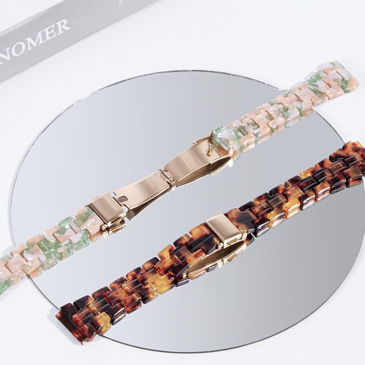 Slim Butterfly Clasp Three Beads Resin Watch Band, 18mm, 20mm