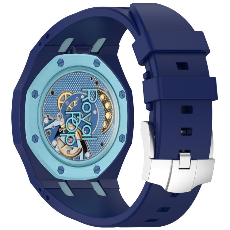 Integrated Stainless Steel Pin Buckle Contrast Color Silicone Watch Band, For Swatch Royal Pop