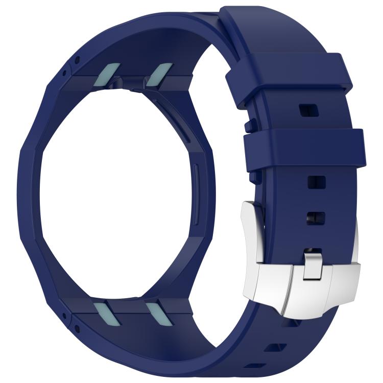 Integrated Stainless Steel Pin Buckle Contrast Color Silicone Watch Band, For Swatch Royal Pop