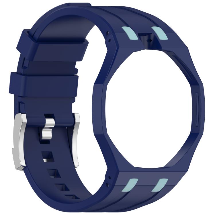 Integrated Stainless Steel Pin Buckle Contrast Color Silicone Watch Band, For Swatch Royal Pop