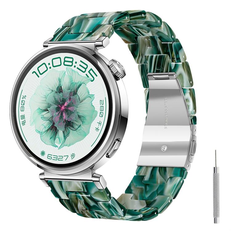 Butterfly Clasp Three Beads Resin Watch Band with Removal Tool, 22mm