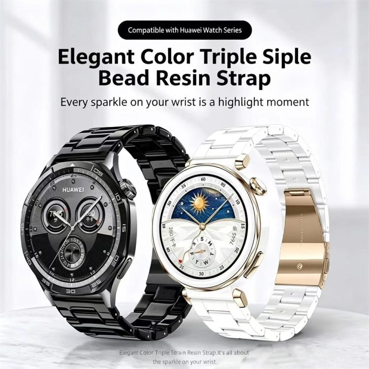 Butterfly Clasp Three Beads Resin Watch Band with Removal Tool, 18mm, 20mm