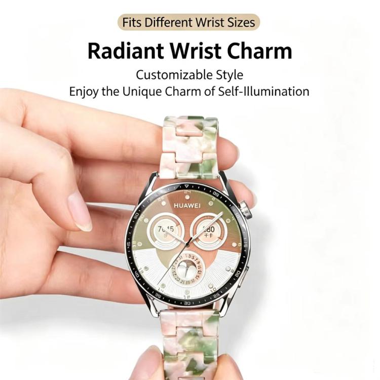 Butterfly Clasp Three Beads Resin Watch Band with Removal Tool, 22mm