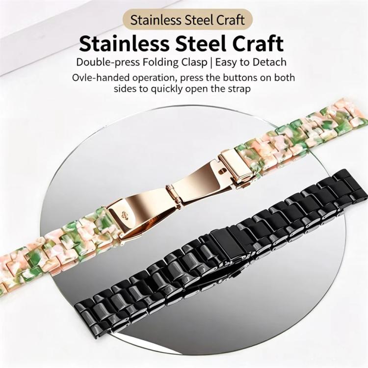 Butterfly Clasp Three Beads Resin Watch Band with Removal Tool, 18mm, 20mm