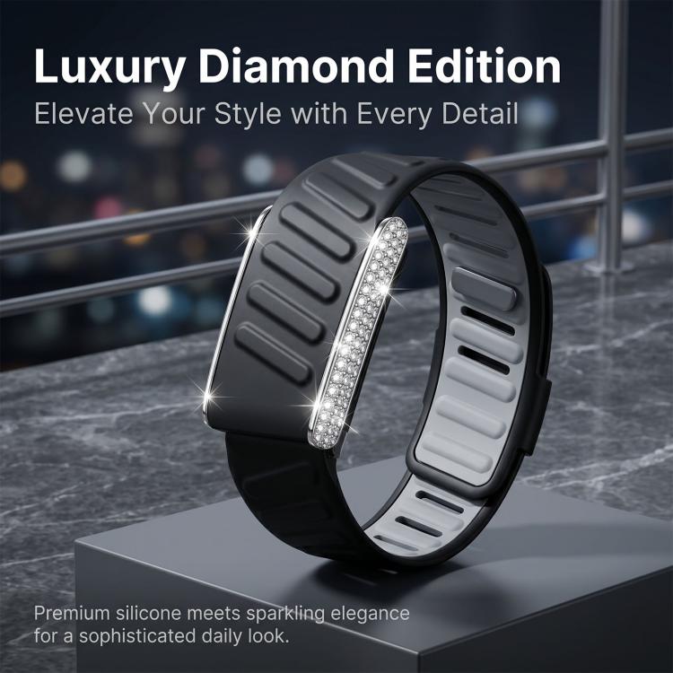 Full Diamond Style Two Color Silicone Watch Band, For WHOOP 5.0 Regular