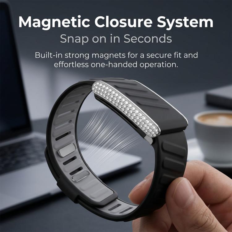 Full Diamond Style Two Color Silicone Watch Band, For WHOOP 5.0 Regular