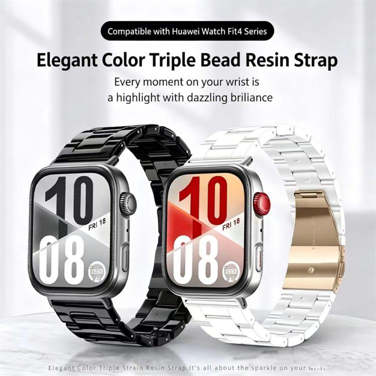 Butterfly Clasp Three Beads Resin Watch Band with Removal Tool, For Huawei Watch Fit 2, For Huawei Watch Fit, For Huawei Watch Fit 5 / Fit 5 Pro / Fit 4