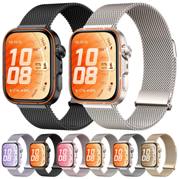 Two-Section Dual Magnetic Milanese Stainless Steel Watch Band, For Huawei Watch Fit 5 / Fit 5 Pro / Fit 4