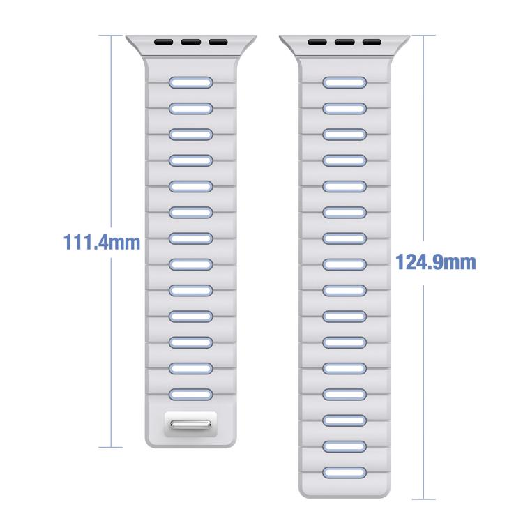 Horizontal Stripes Two Color Magnetic Silicone Watch Band, For Apple Watch 46mm / 49mm / 45mm / 44mm