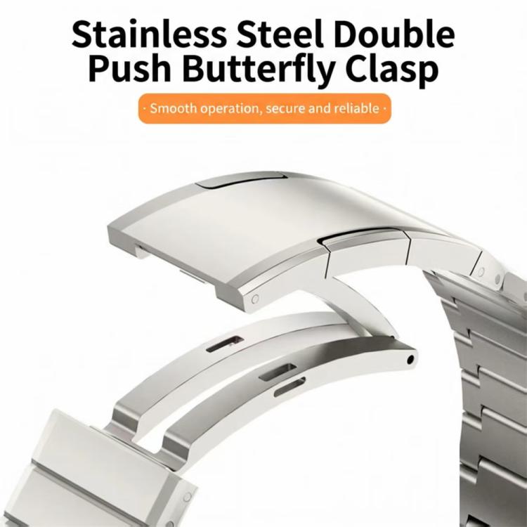Quick Release Spring Bar One Bead Butterfly Clasp Adjustable Link Stainless Steel Watch Band, 18mm