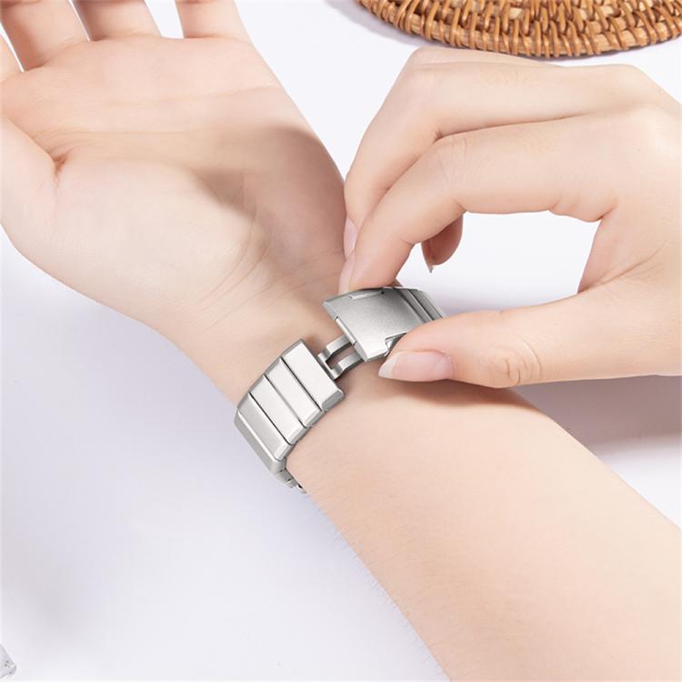 Quick Release Spring Bar One Bead Butterfly Clasp Adjustable Link Stainless Steel Watch Band, 18mm