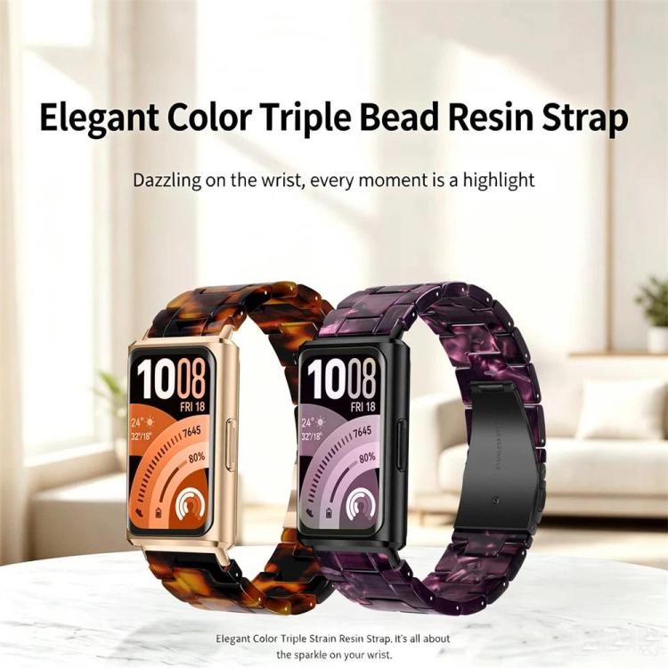 Butterfly Clasp Three Beads Resin Watch Band with Removal Tool, For Huawei Band 11 / Band 11 Pro