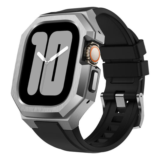 Stainless Steel Protective Case Integrated Fluororubber Watch Band, For Apple Watch Ultra 3 / 2 / 1 49mm