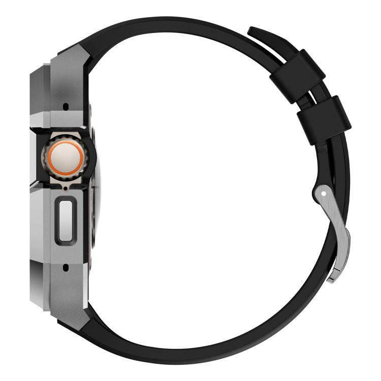 Stainless Steel Protective Case Integrated Fluororubber Watch Band, For Apple Watch Ultra 3 / 2 / 1 49mm