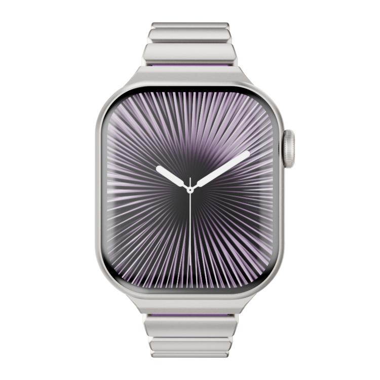 One Bead Waist Stainless Steel Folding Clasp Silicone Magnetic Watch Band, For Apple Watch 42mm / 41mm / 40mm / 38mm